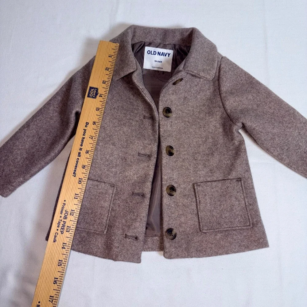 Old Navy Pea Coat 18-24 month Brown Fleece Button Front Outerwear Jacket